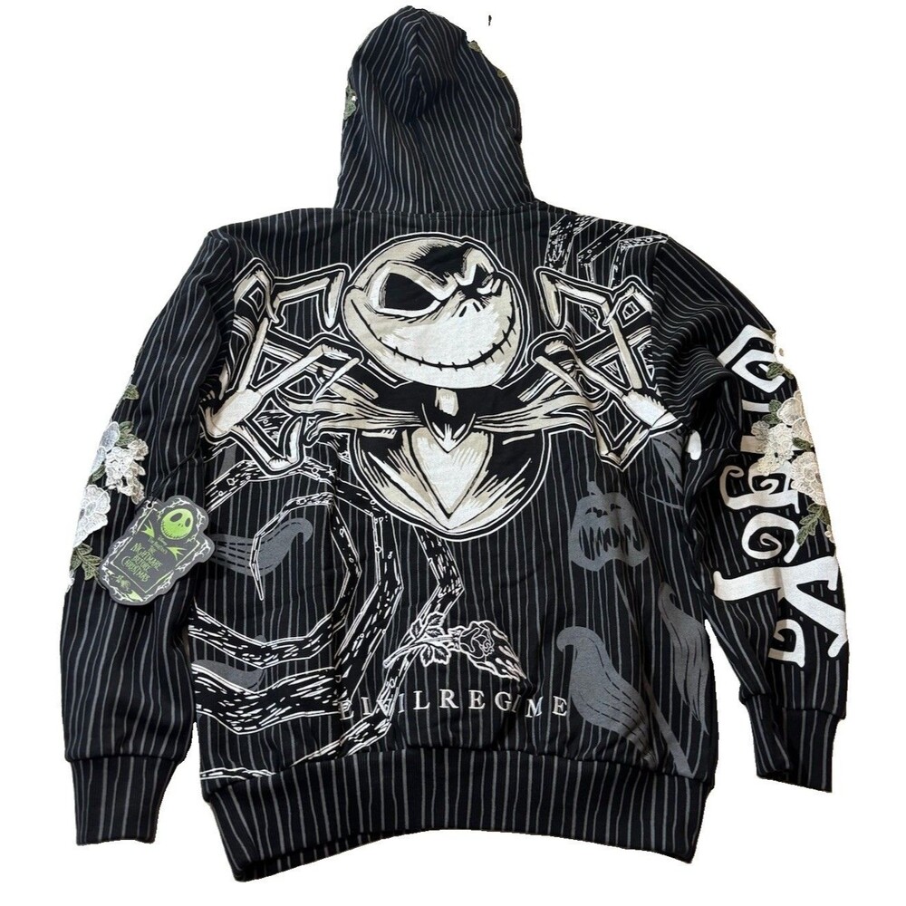NWT Civil Regime X Disney Nightmare Before Christmas Jack Skeleton Hoodie Size M